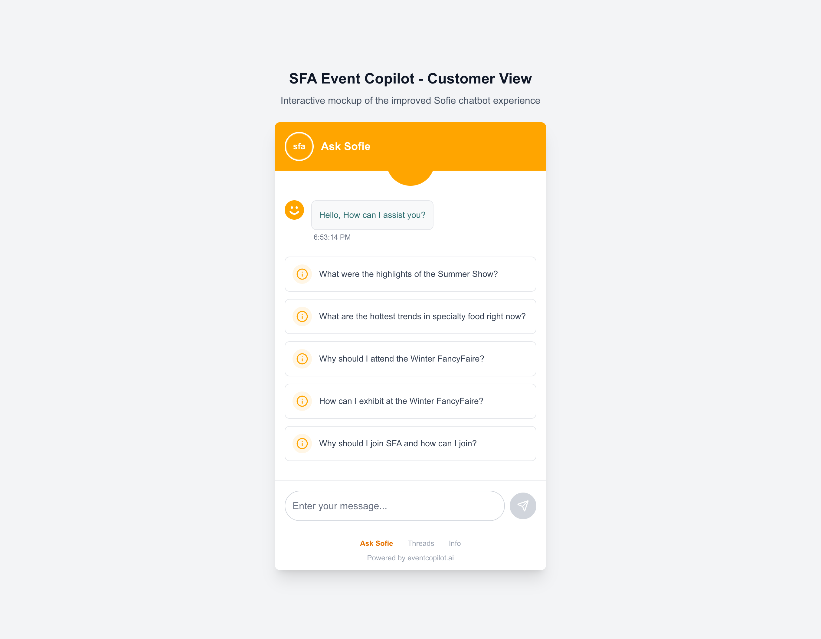 Initial Chat Interface